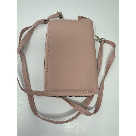 FOREVER YOUNG Womens Black & Pink Zipper Cross-Body Purse Bag Phone Organizer - Picture 7 of 9